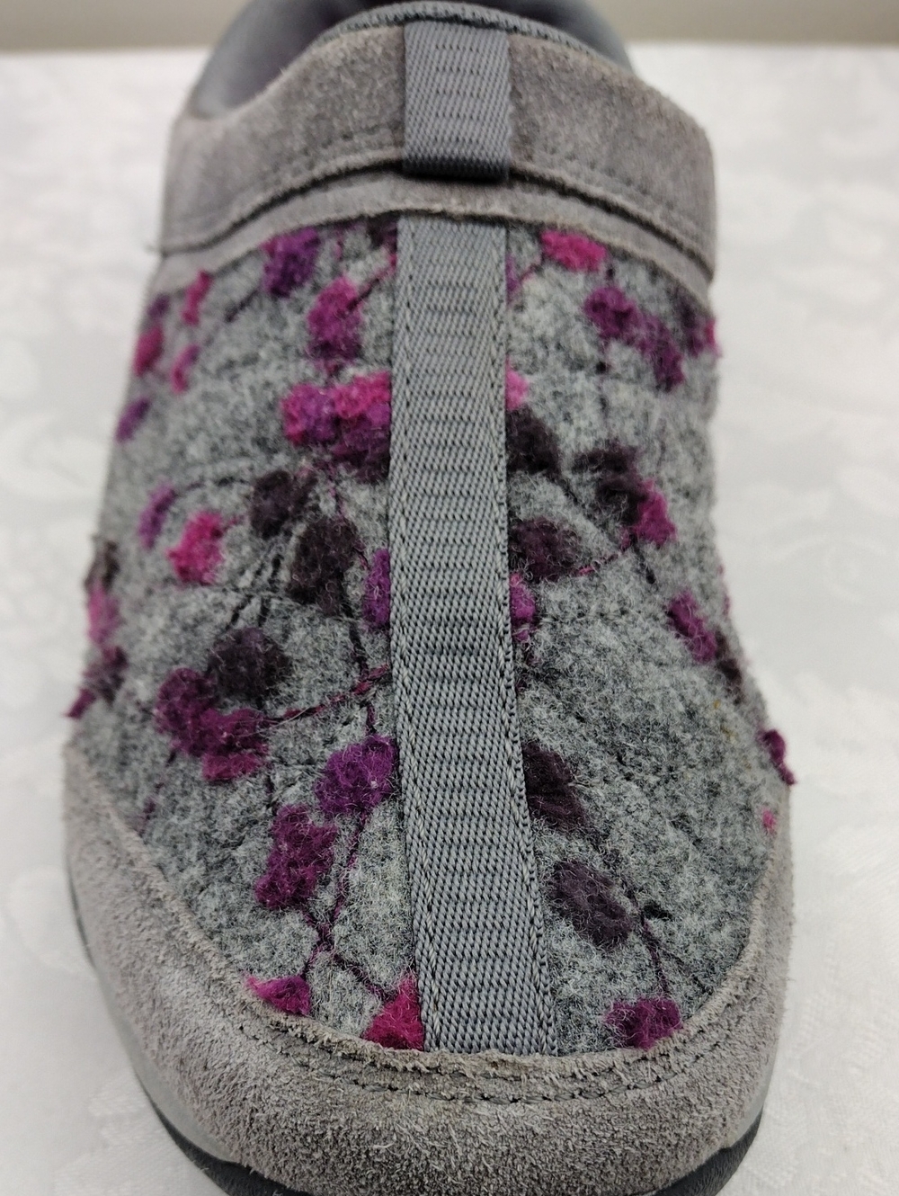 Easy Spirit Explore24 Eseztime Traveltime Grey Wool Suede Embroidery Floral Mule - Picture 12 of 16